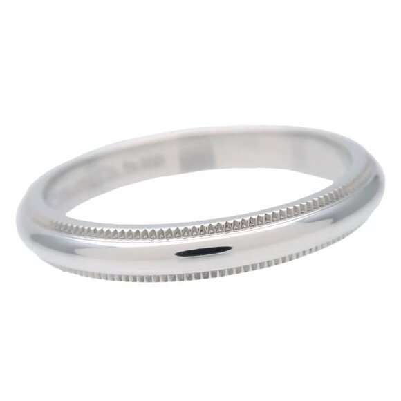 Authentic Tiffany&Co. Milgrain Band Ring PT950 Platinum US7-7.5 EU54.5 Used F/S - Picture 5 of 11